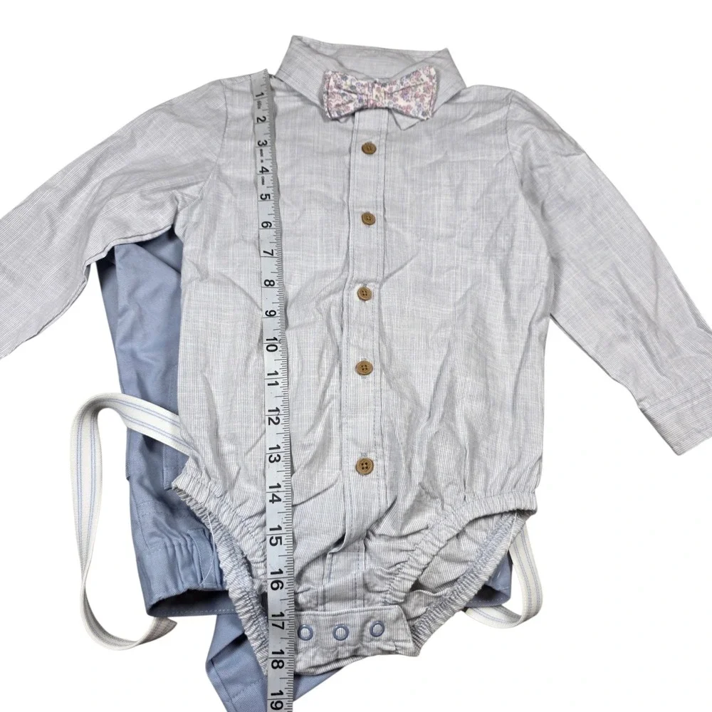 Carters Child of Mine 24M Boys 3-Piece Suspenders Bodysuit Pants Set Blue New